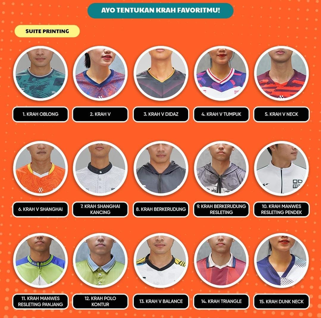 Pilihan kerah custom