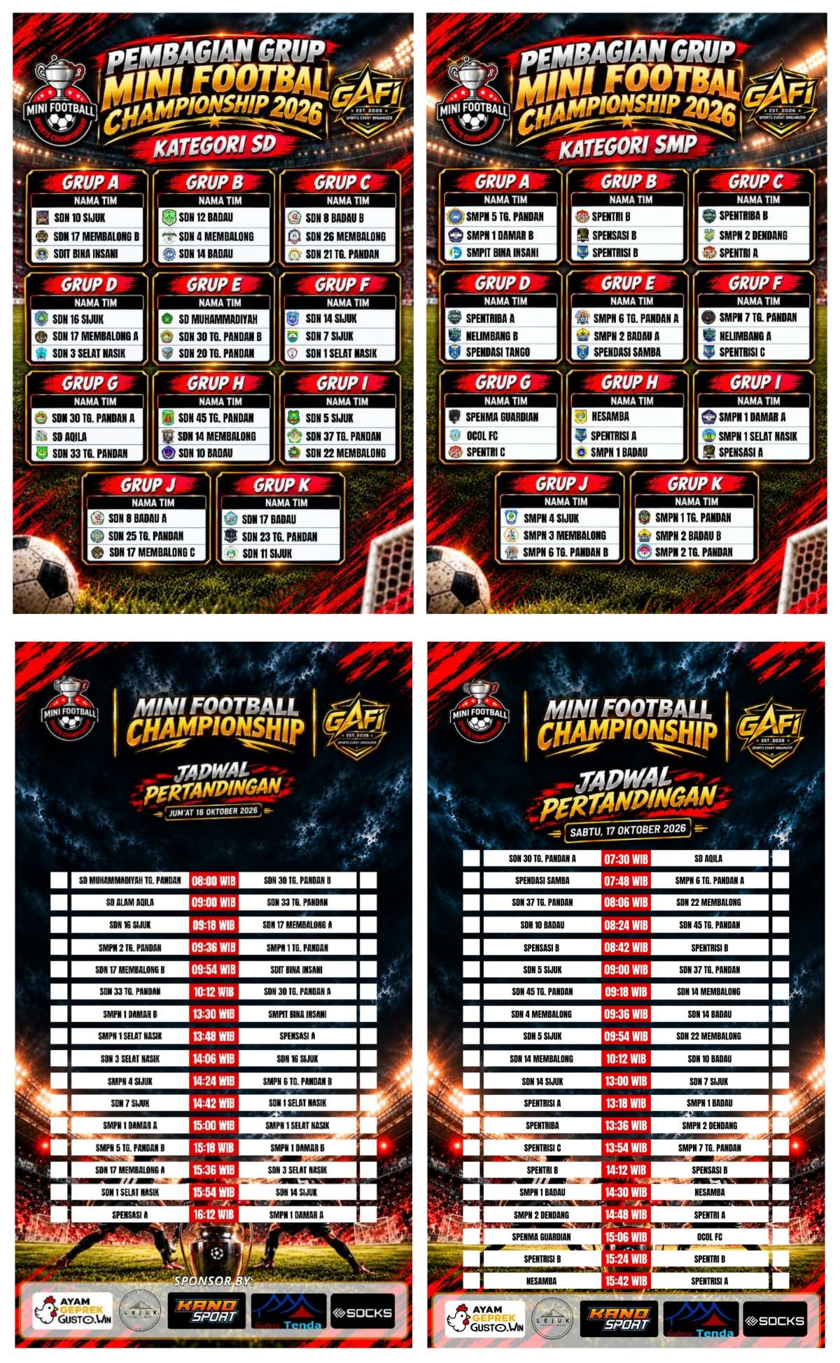 MINI FOOTBALL CHAMPIONSHIP 2026 SIAP PANASKAN TANJUNGPANDAN! PULUHAN TIM SD DAN SMP BERSIAP BEREBUT PRESTASI